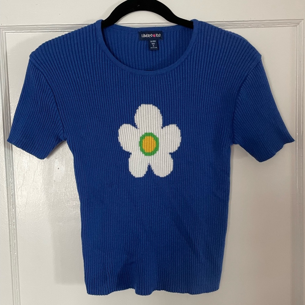 Limited Too 90s Flower Ribbed Tee